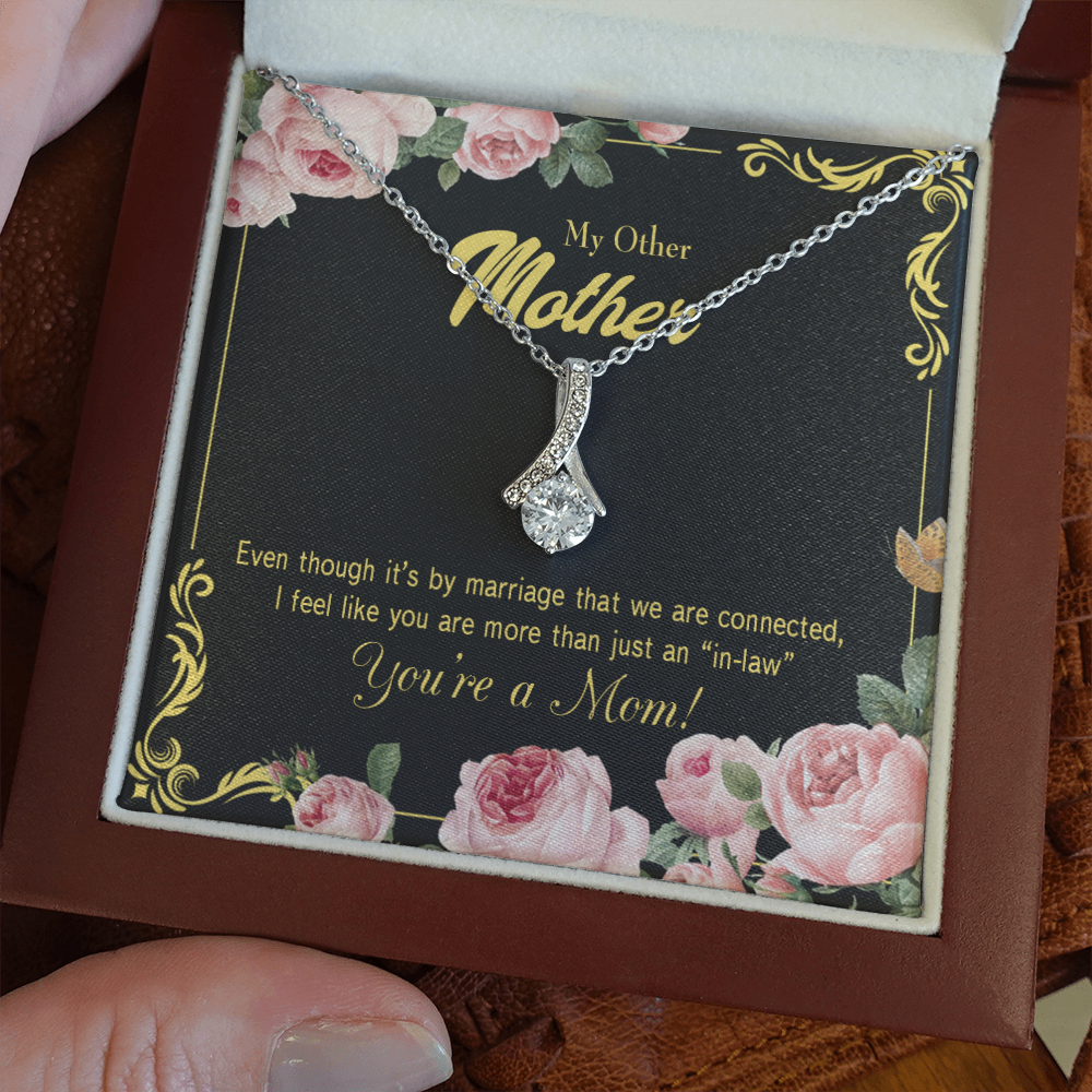 Mother-In-Law Necklace Connected Eternity Ribbon Stone Pendant Keepsake Message Card-Express Your Love Gifts