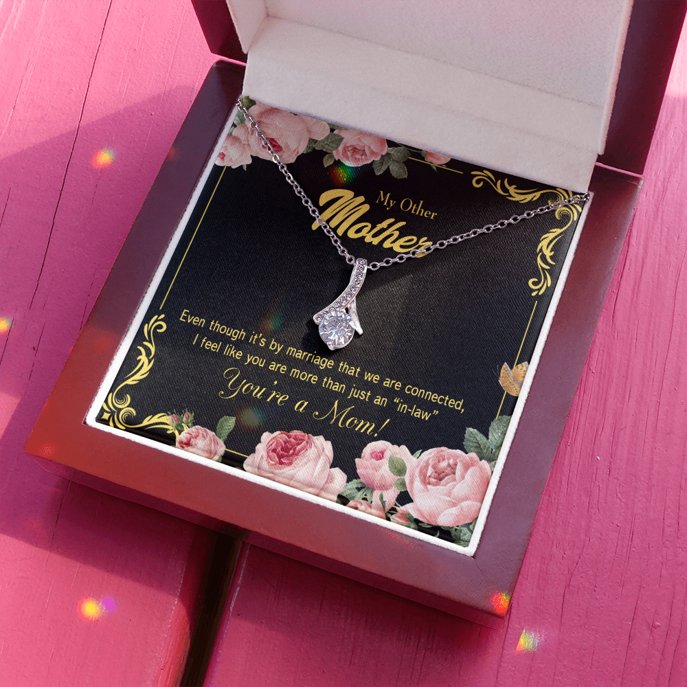 Mother-In-Law Necklace Connected Eternity Ribbon Stone Pendant Keepsake Message Card-Express Your Love Gifts