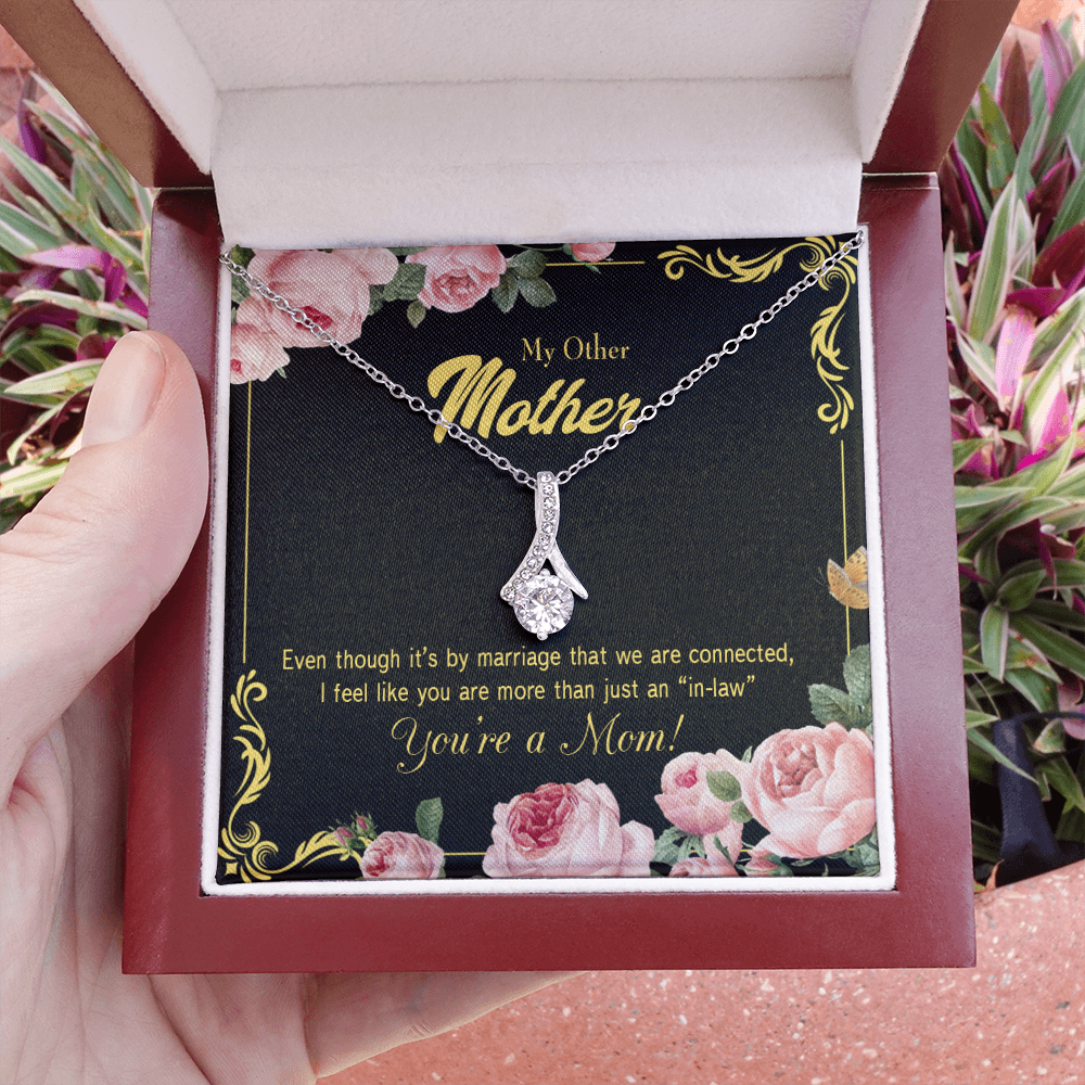 Mother-In-Law Necklace Connected Eternity Ribbon Stone Pendant Keepsake Message Card-Express Your Love Gifts