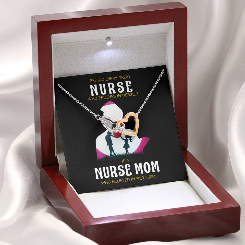Behind Every Mom Nurse Inseparable Love Pendant 18k Rose Gold Finish 16”-Express Your Love Gifts