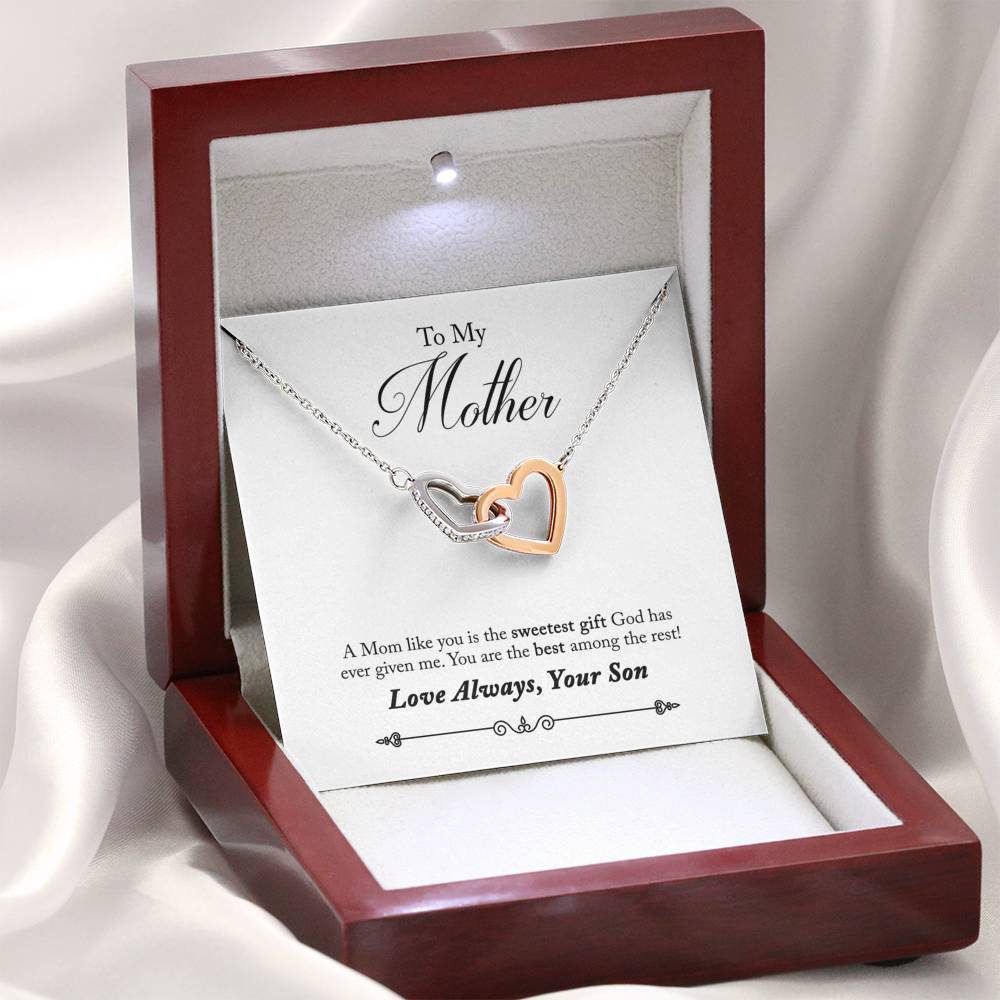 To My Mother You Are The Sweetest Gift Inseparable Necklace Pendant 18k Rose Gold Finish 16”-Express Your Love Gifts