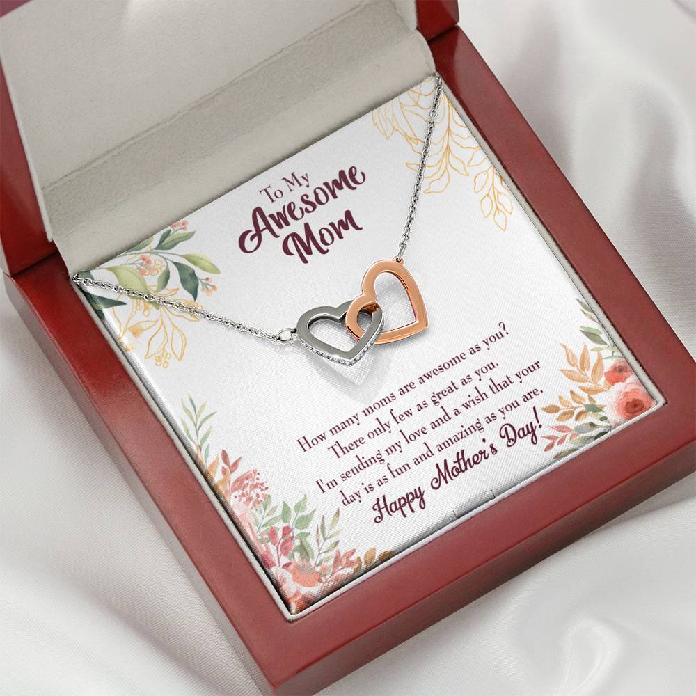 Mother's Day Mother Necklace Awesome Mom Inseparable Love Pendant Keepsake Card-Express Your Love Gifts