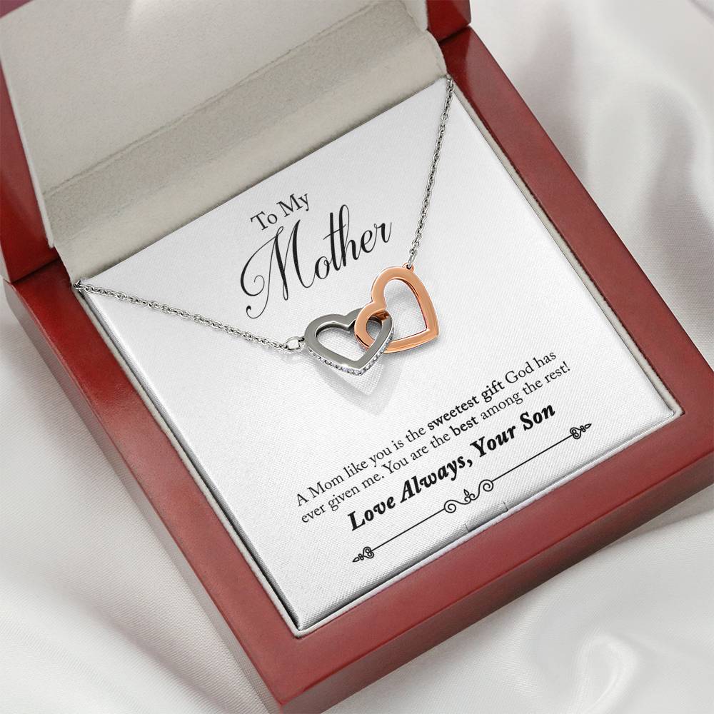 To My Mother You Are The Sweetest Gift Inseparable Necklace Pendant 18k Rose Gold Finish 16”-Express Your Love Gifts