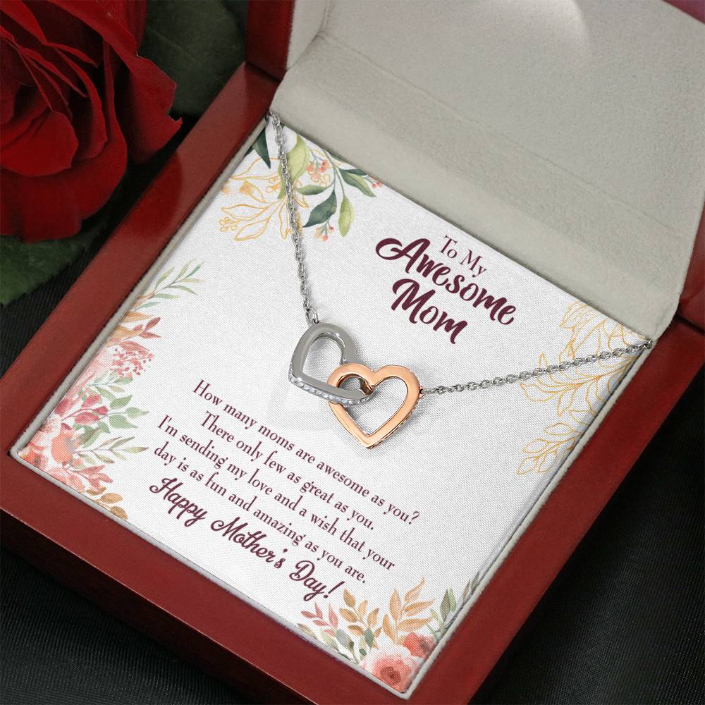 Mother's Day Mother Necklace Awesome Mom Inseparable Love Pendant Keepsake Card-Express Your Love Gifts