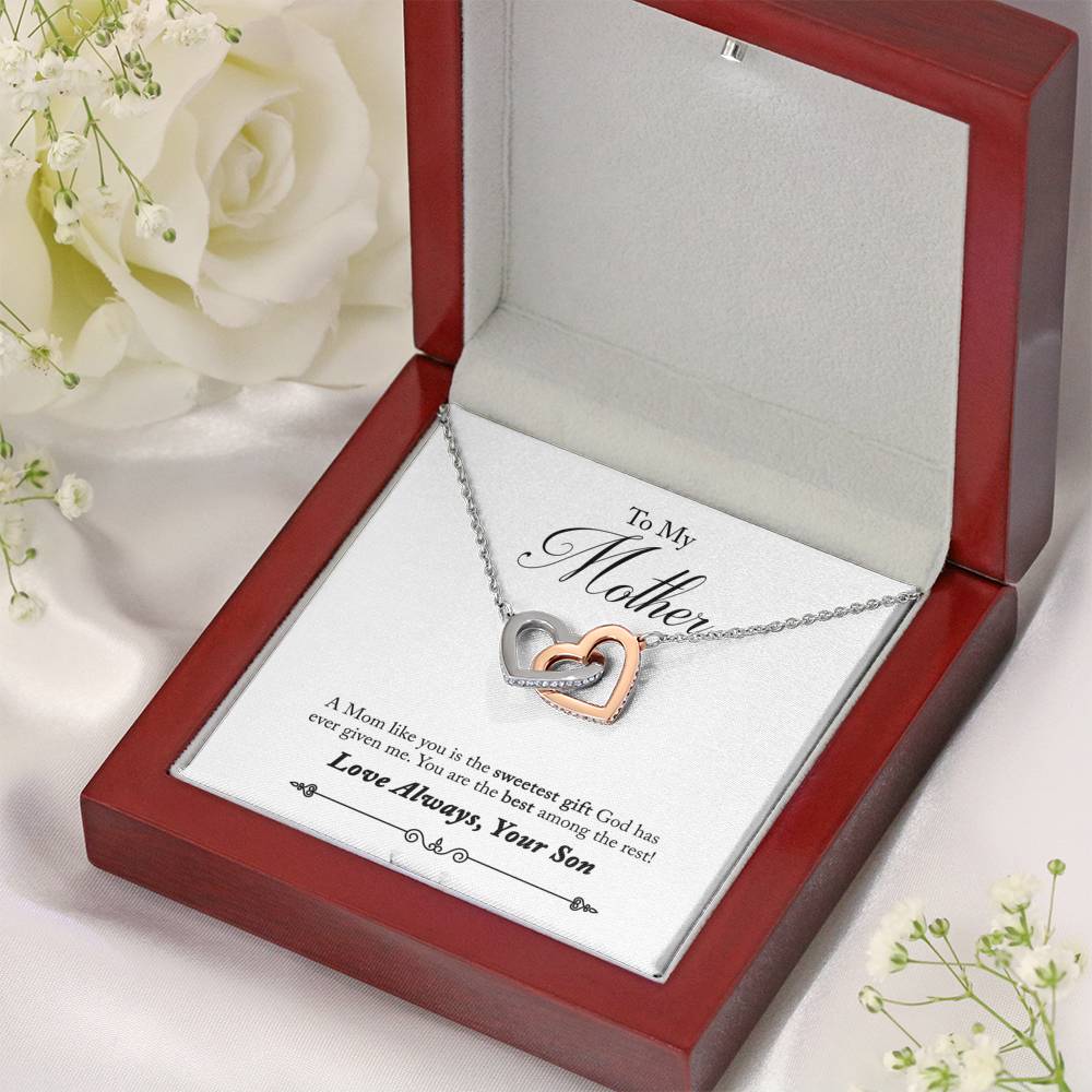 To My Mother You Are The Sweetest Gift Inseparable Necklace Pendant 18k Rose Gold Finish 16”-Express Your Love Gifts
