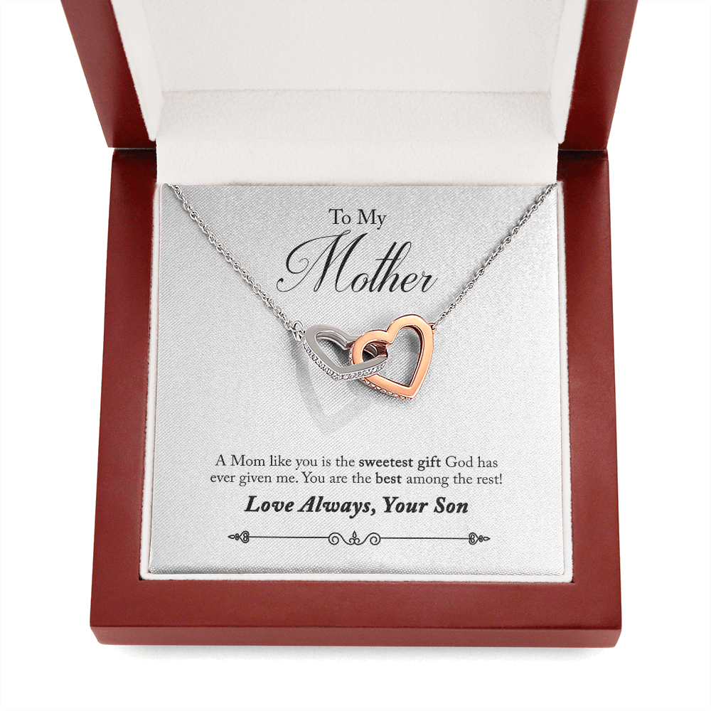 To My Mother You Are The Sweetest Gift Inseparable Necklace Pendant 18k Rose Gold Finish 16”-Express Your Love Gifts