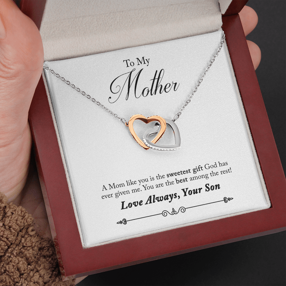 To My Mother You Are The Sweetest Gift Inseparable Necklace Pendant 18k Rose Gold Finish 16”-Express Your Love Gifts