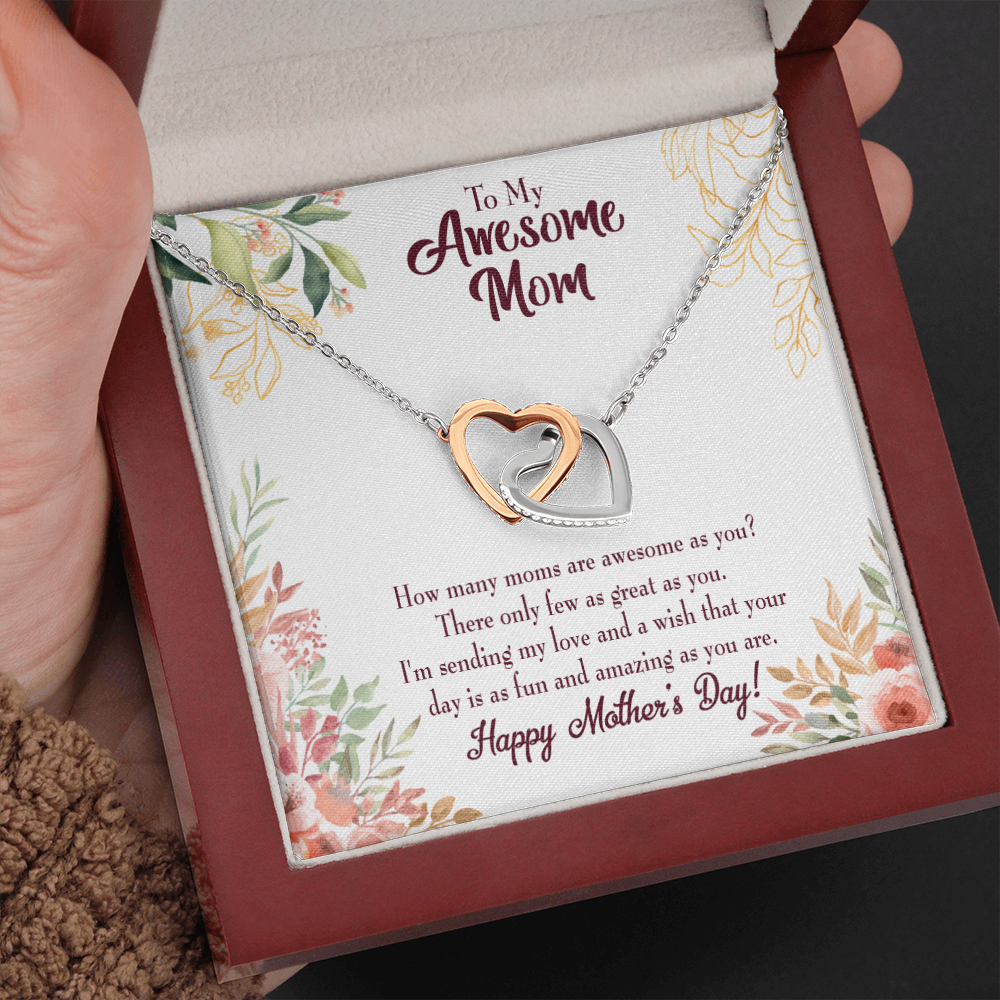 Mother's Day Mother Necklace Awesome Mom Inseparable Love Pendant Keepsake Card-Express Your Love Gifts
