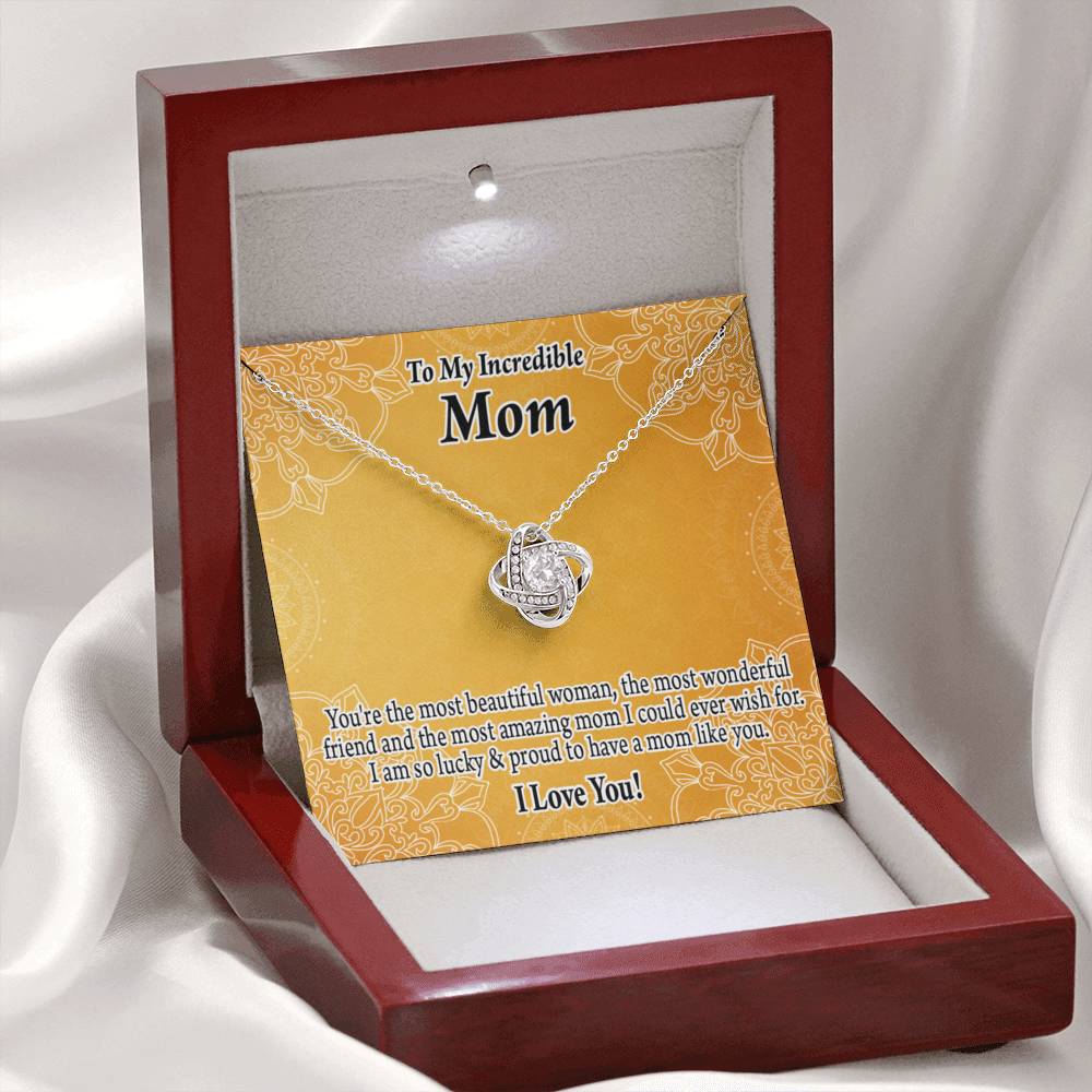 To Mom Mother Bonus Mom Grandmom A Beautiful Woman An Wonderful Friend Love Knot Message Card From Son Daughter Gift Anniversary Birthday Graduation Mothers Day-Express Your Love Gifts