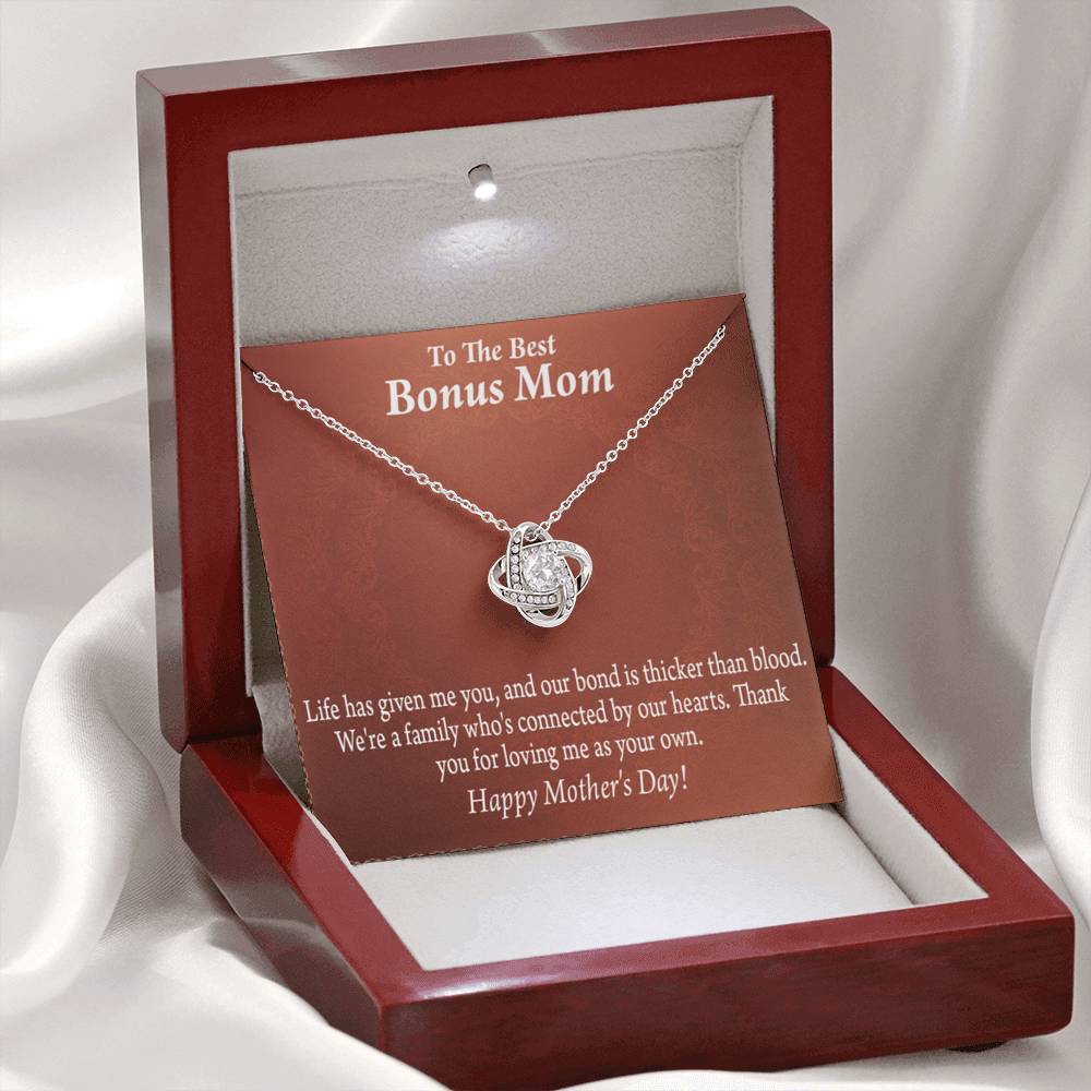 Bonus Mom Necklace Best Bonus Mom Happy Mothers Day Love Knot Pendant Pendant Message Card-Express Your Love Gifts