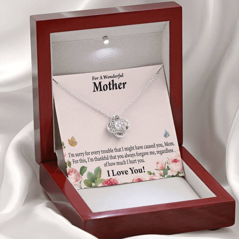 To Mom Sorry Your Unconditional Love Love Knot Necklace Message Card-Express Your Love Gifts