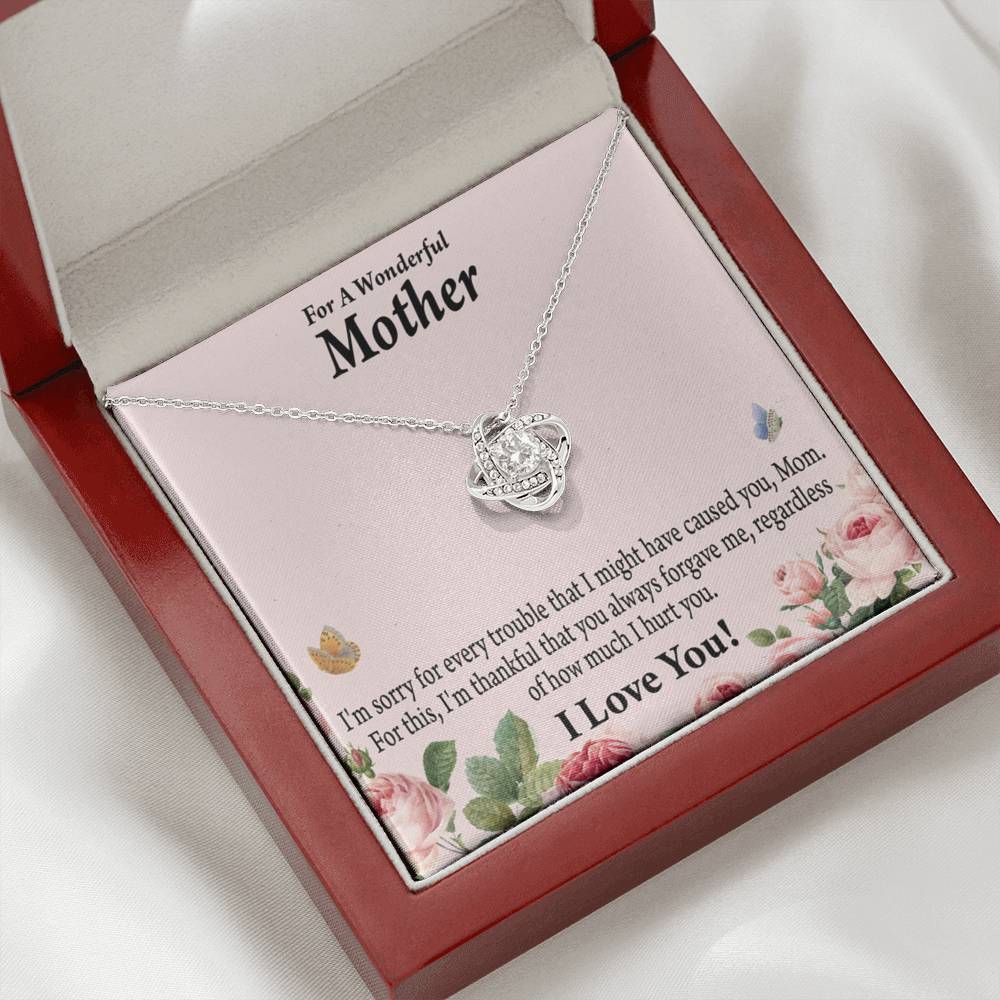 To Mom Sorry Your Unconditional Love Love Knot Necklace Message Card-Express Your Love Gifts