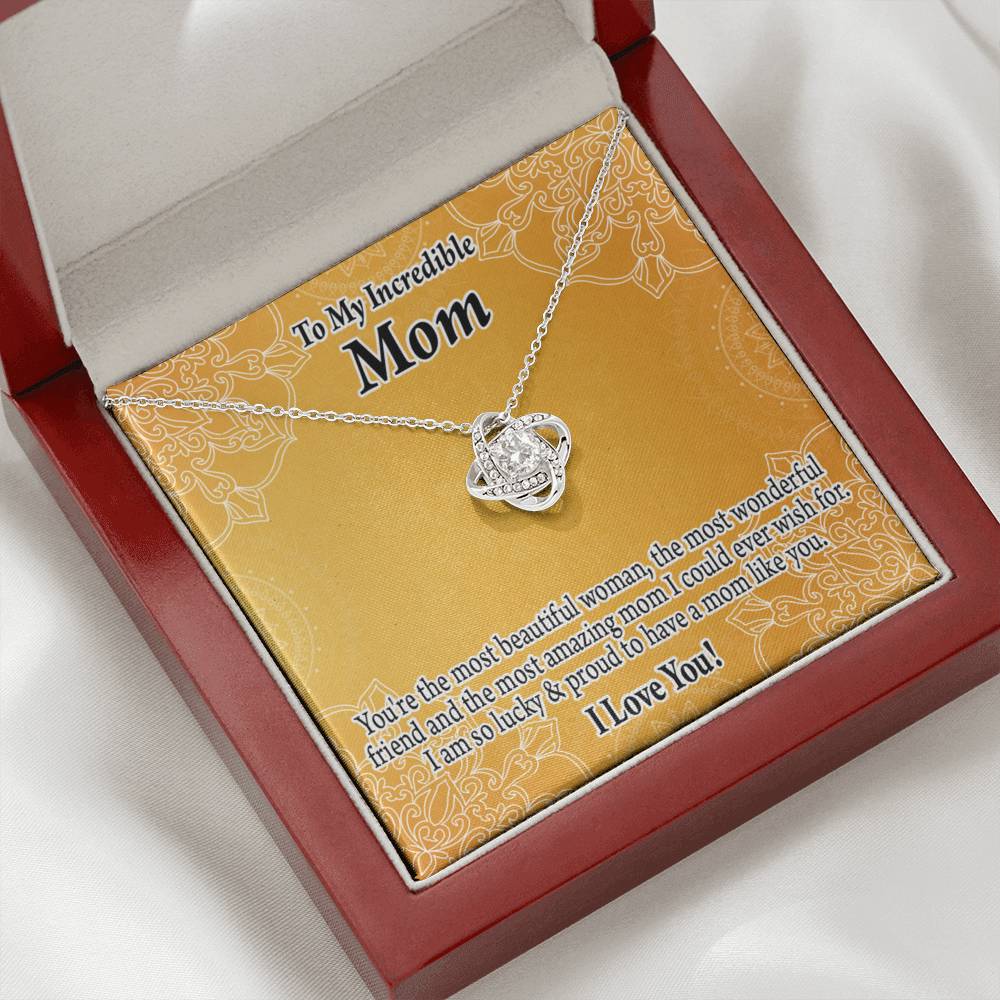 To Mom Mother Bonus Mom Grandmom A Beautiful Woman An Wonderful Friend Love Knot Message Card From Son Daughter Gift Anniversary Birthday Graduation Mothers Day-Express Your Love Gifts