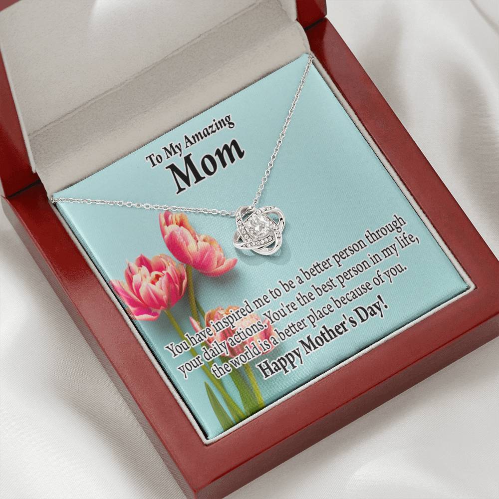 Happy Mother'S Day You Make The World Better Love Knot Message Card From Son Daughter Gift Anniversary Birthday Graduation Mothers Day-Express Your Love Gifts
