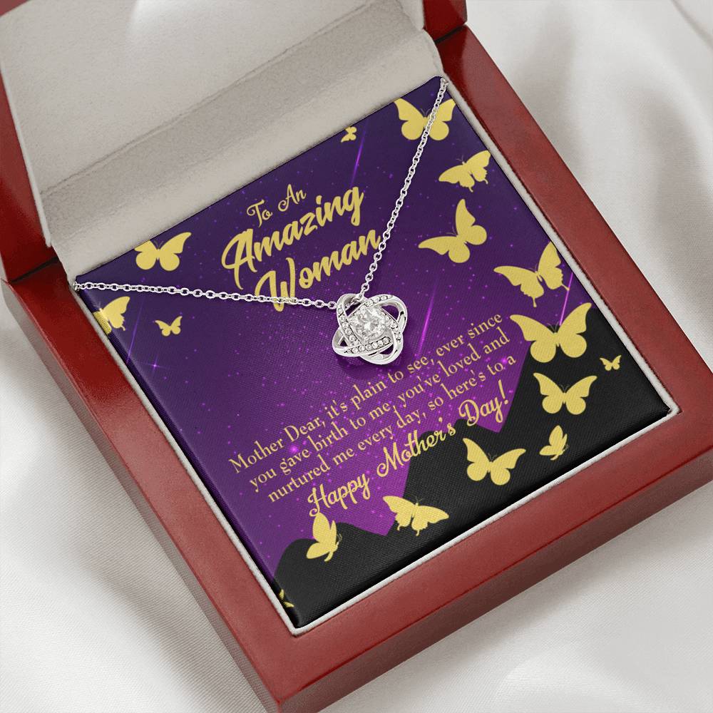 To Mom Mother'S Day Love Knot Pendant Message Card Pendant Stainless Steel-Express Your Love Gifts