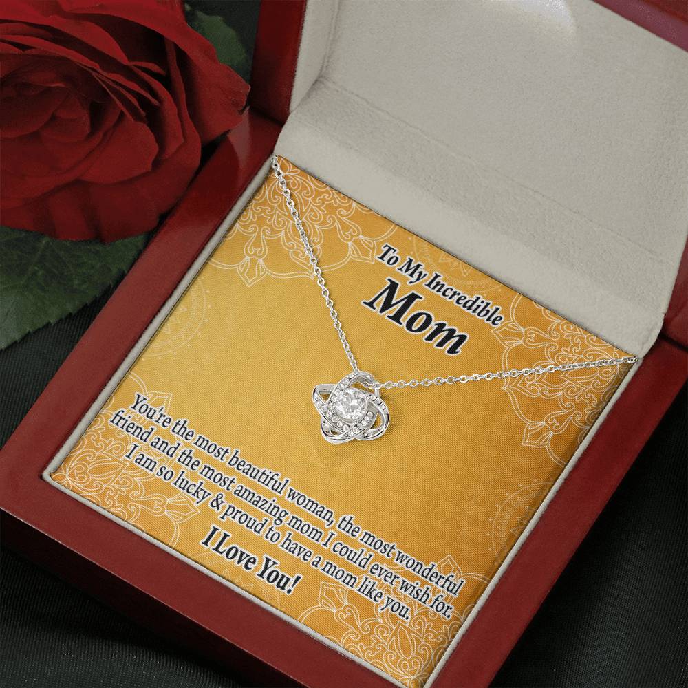 To Mom Mother Bonus Mom Grandmom A Beautiful Woman An Wonderful Friend Love Knot Message Card From Son Daughter Gift Anniversary Birthday Graduation Mothers Day-Express Your Love Gifts
