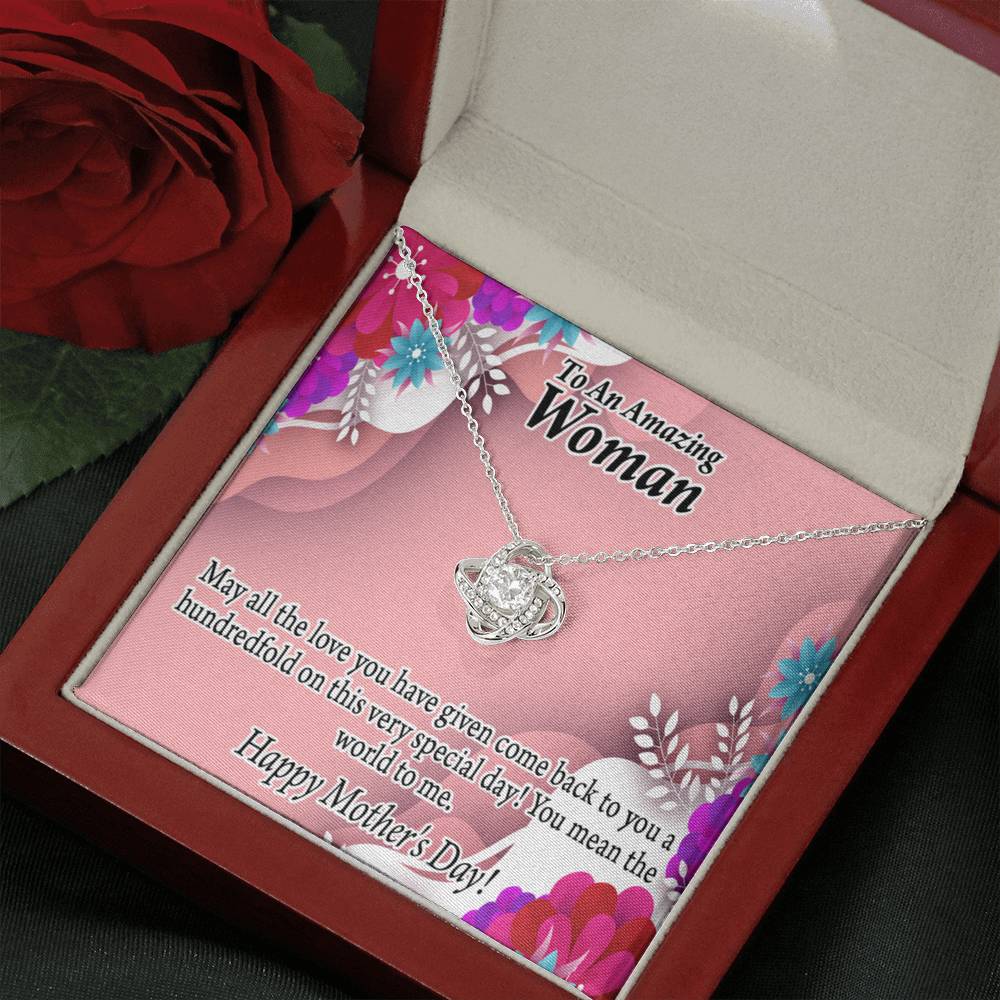 Happy Mother'S Day You Mean The World To Me Love Knot Message Card From Son Daughter Gift Anniversary Birthday Graduation Mothers Day-Express Your Love Gifts