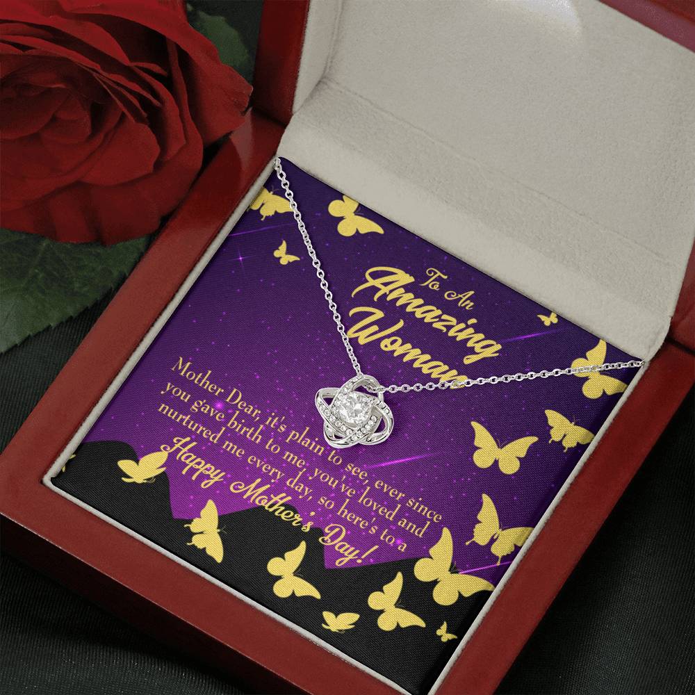 To Mom Mother'S Day Love Knot Pendant Message Card Pendant Stainless Steel-Express Your Love Gifts