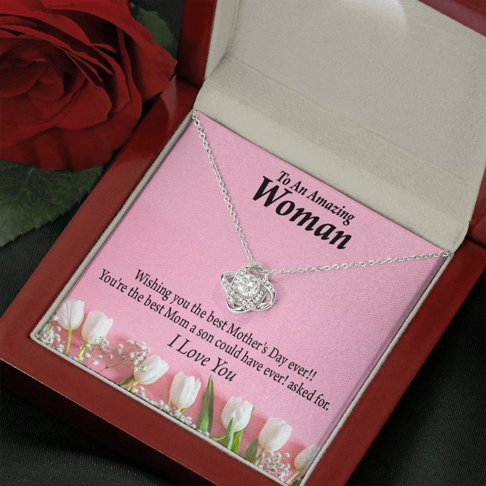 Best Mother'S Day From Son Love Knot Message Card From Son Daughter Gift Anniversary Birthday Graduation Mothers Day-Express Your Love Gifts