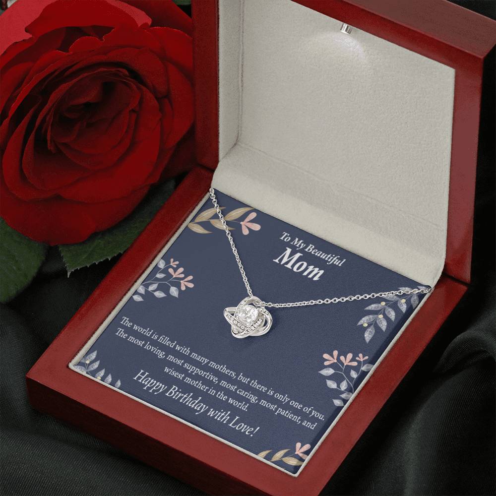 Mom Happy Birthday With Love Love Knot Pendant Message Card-Express Your Love Gifts