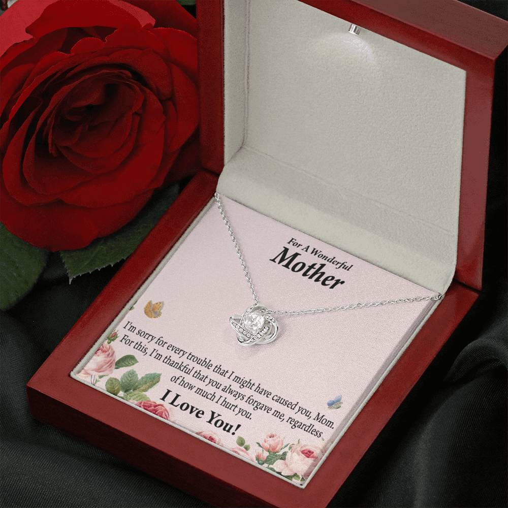 To Mom Sorry Your Unconditional Love Love Knot Necklace Message Card-Express Your Love Gifts