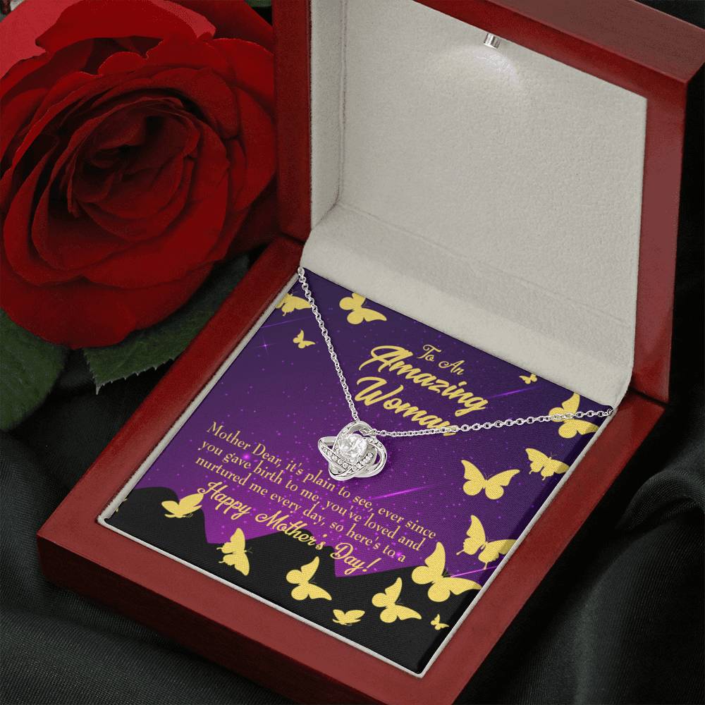 To Mom Mother'S Day Love Knot Pendant Message Card Pendant Stainless Steel-Express Your Love Gifts
