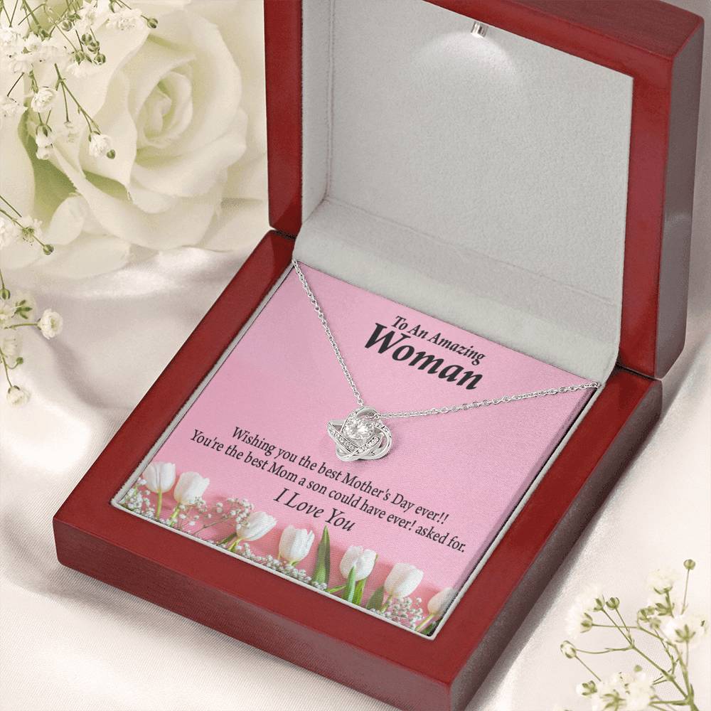 Best Mother'S Day From Son Love Knot Message Card From Son Daughter Gift Anniversary Birthday Graduation Mothers Day-Express Your Love Gifts