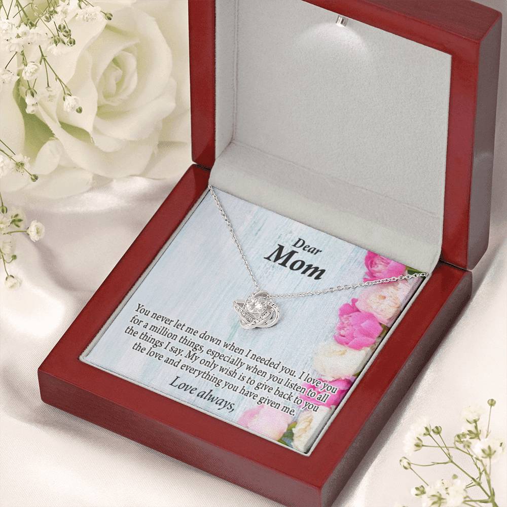 You Never Let Me Down Love Knot Pendant Pendant Message Card-Express Your Love Gifts