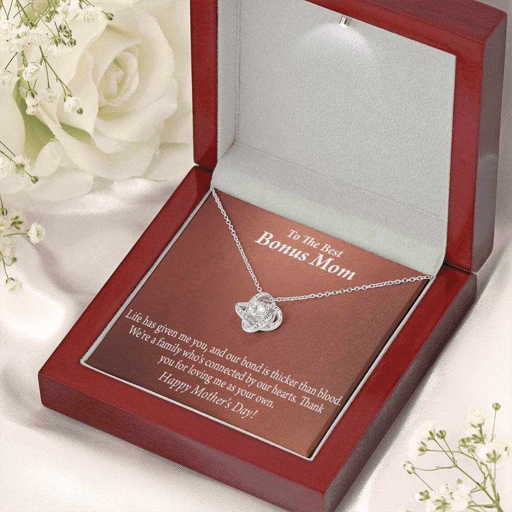 Bonus Mom Necklace Best Bonus Mom Happy Mothers Day Love Knot Pendant Pendant Message Card-Express Your Love Gifts