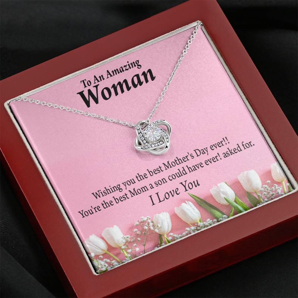 Best Mother'S Day From Son Love Knot Message Card From Son Daughter Gift Anniversary Birthday Graduation Mothers Day-Express Your Love Gifts