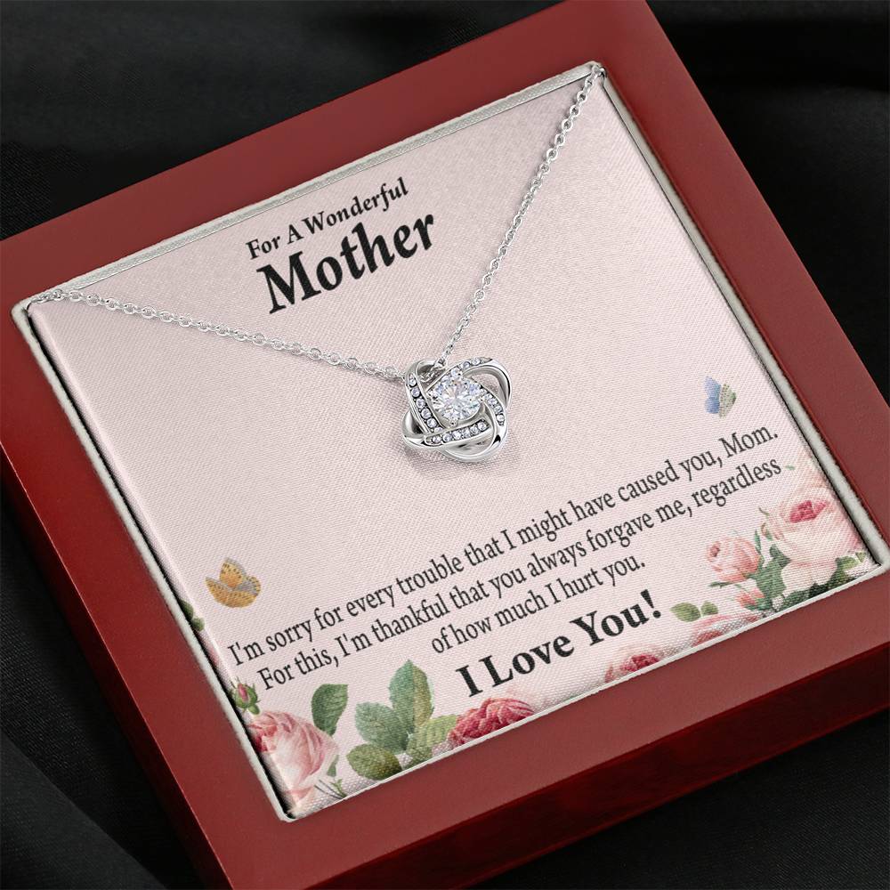 To Mom Sorry Your Unconditional Love Love Knot Necklace Message Card-Express Your Love Gifts