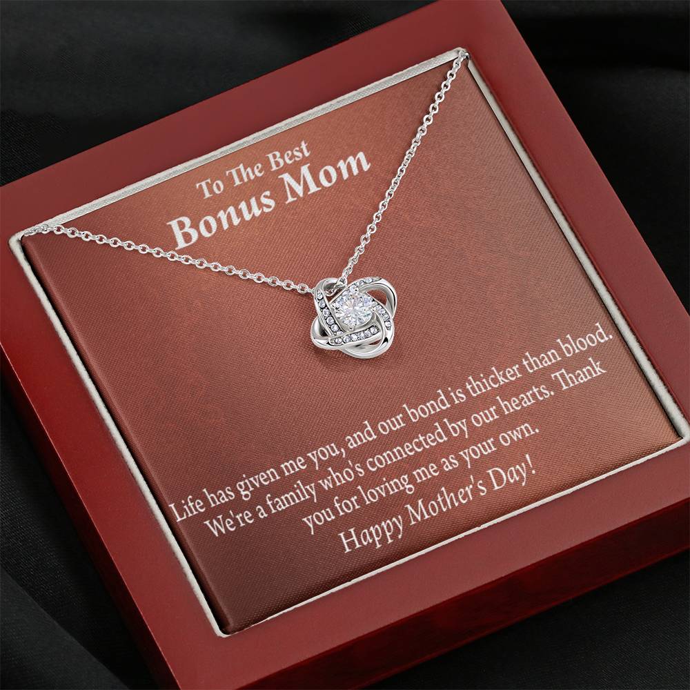 Bonus Mom Necklace Best Bonus Mom Happy Mothers Day Love Knot Pendant Pendant Message Card-Express Your Love Gifts