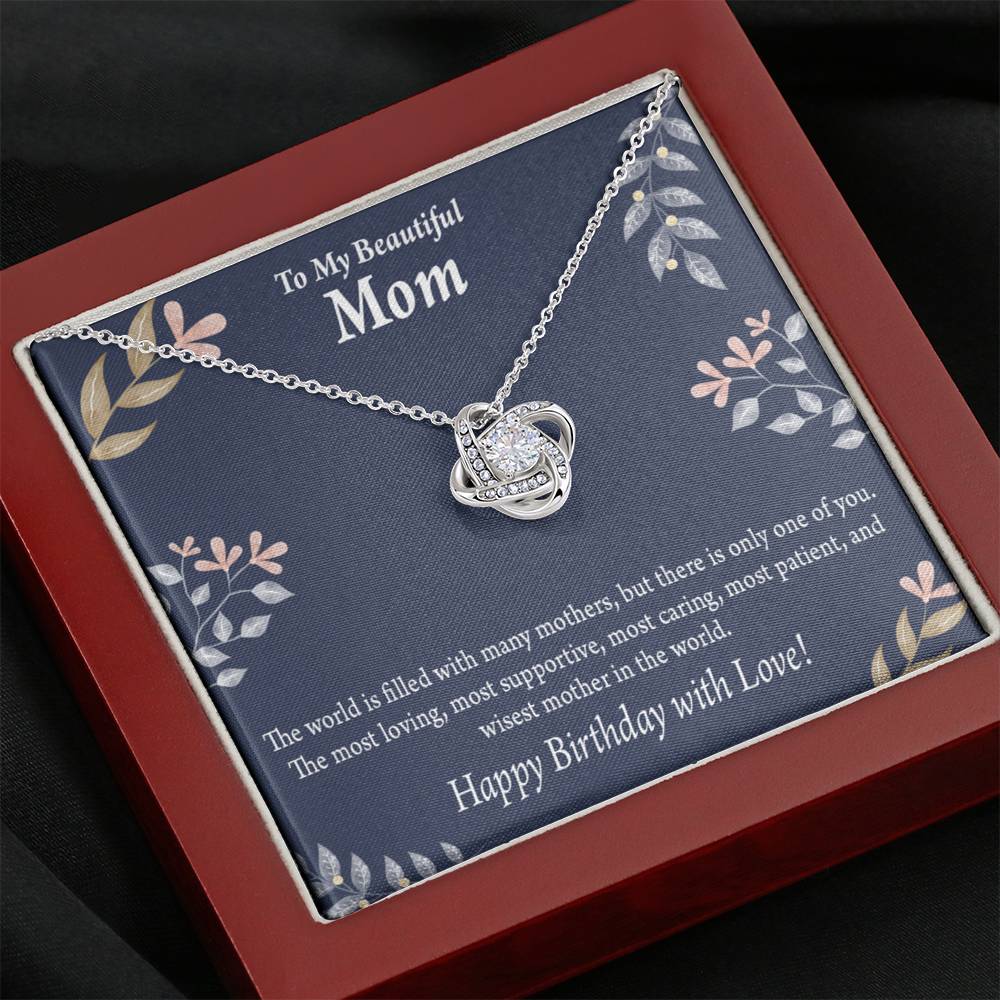 Mom Happy Birthday With Love Love Knot Pendant Message Card-Express Your Love Gifts