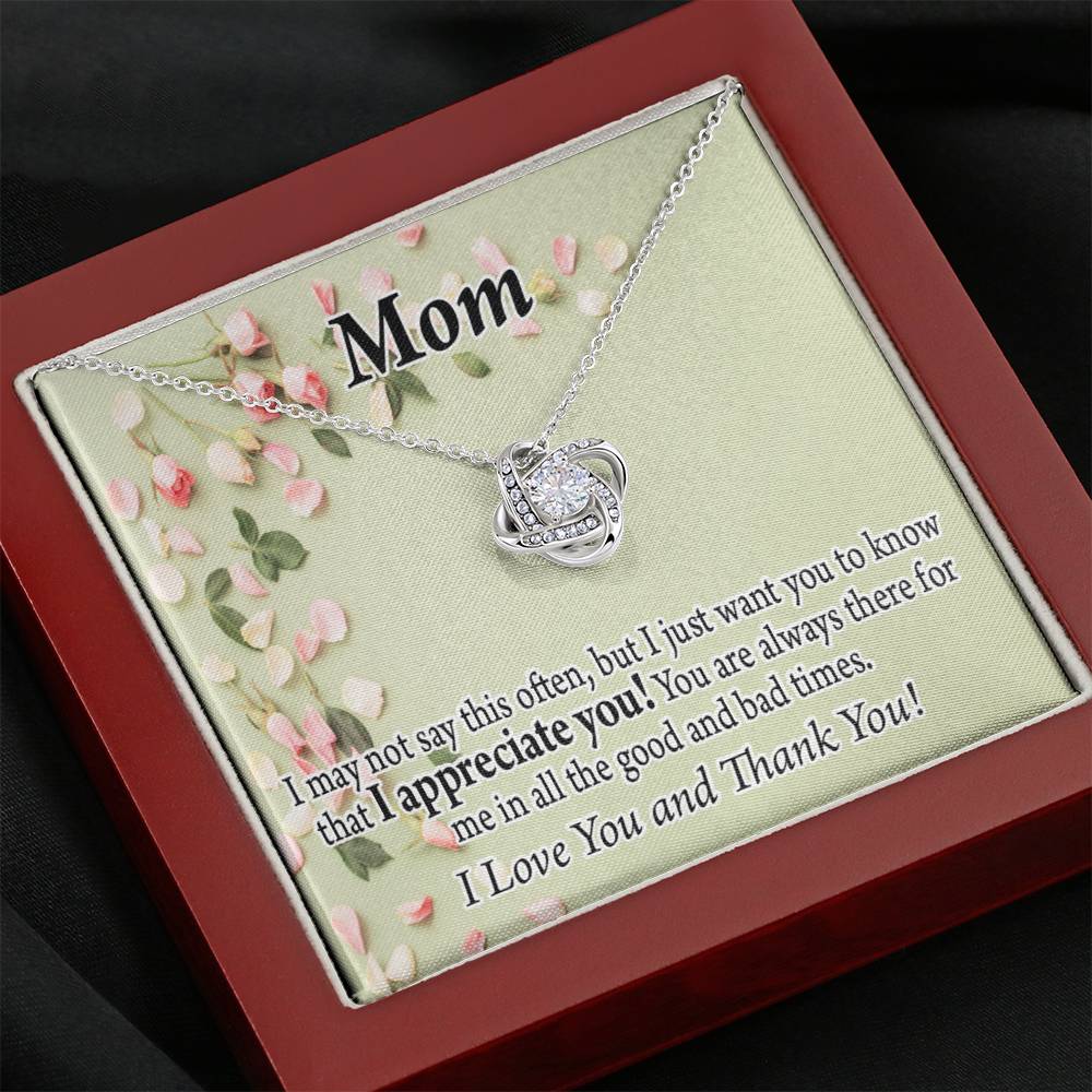 To Mom Appreciate You Love Knot Message Card From Son Daughter Gift Anniversary Birthday Graduation Mothers Day-Express Your Love Gifts