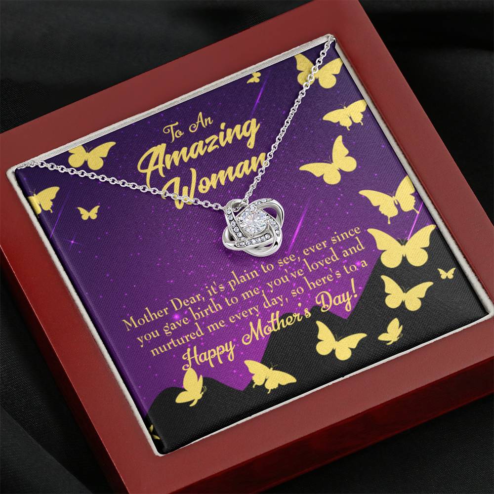 To Mom Mother'S Day Love Knot Pendant Message Card Pendant Stainless Steel-Express Your Love Gifts