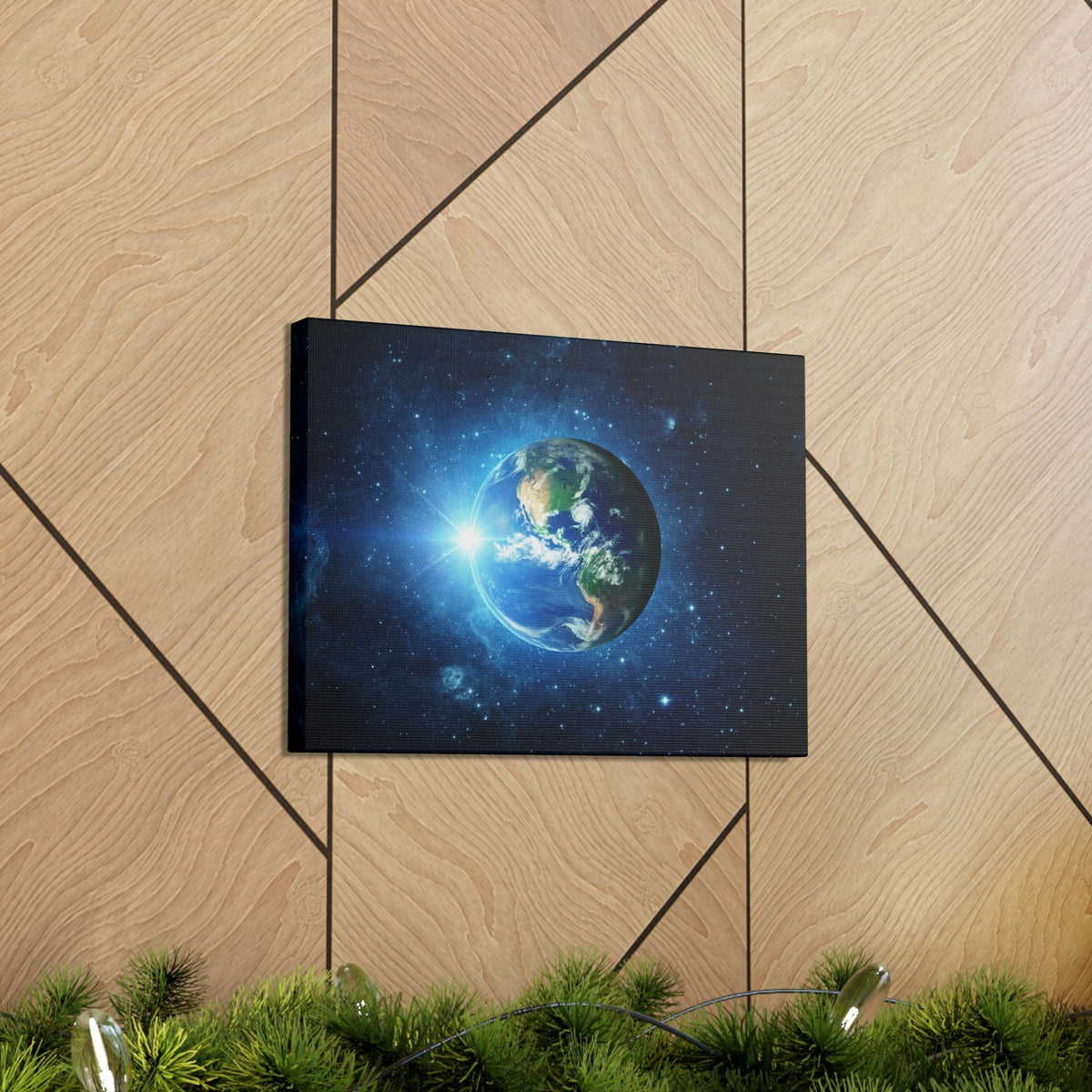 Astonishing Earth and Stars Scene Beautiful Awesome and Breathtaking Beauty Nature Scene Shining Stars in Galaxy Wall Art Ready to Hang Unframed-Express Your Love Gifts