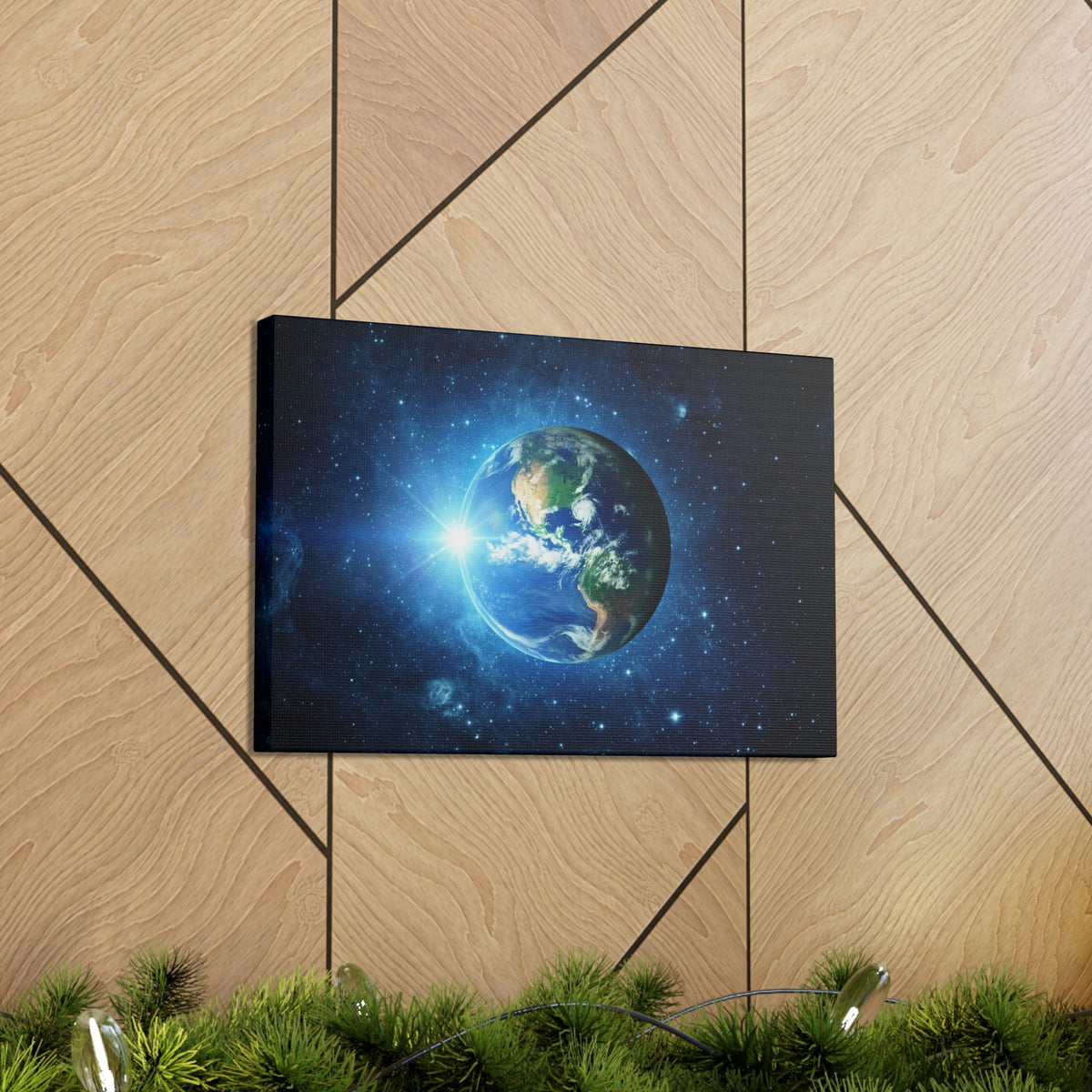Astonishing Earth and Stars Scene Beautiful Awesome and Breathtaking Beauty Nature Scene Shining Stars in Galaxy Wall Art Ready to Hang Unframed-Express Your Love Gifts
