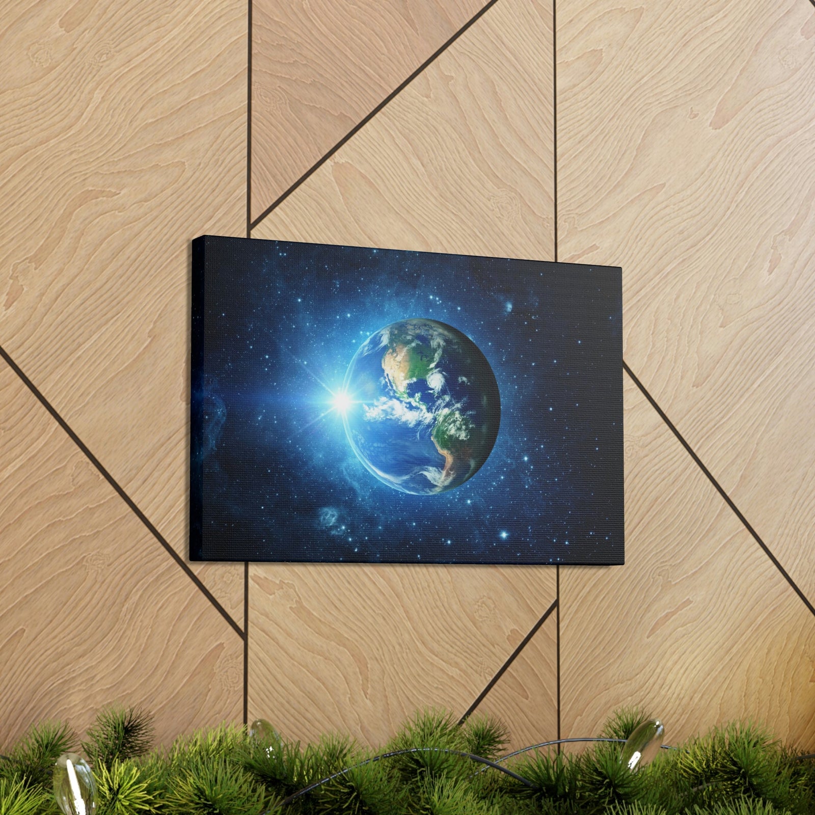 Astonishing Earth and Stars Scene Beautiful Awesome and Breathtaking Beauty Nature Scene Shining Stars in Galaxy Wall Art Ready to Hang Unframed-Express Your Love Gifts