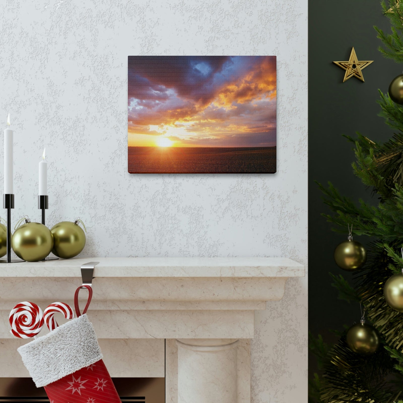 Attractive Colorful Sunset Scene Beautiful Bright Epic Sky Beauty Nature Scene Perfect Summertime Wall Art Ready to Hang Unframed-Express Your Love Gifts