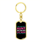 Aunt and Cat Mom Keychain Stainless Steel or 18k Gold Dog Tag Keyring-Express Your Love Gifts