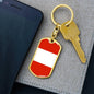 Austria Flag Keychain Dog Tag Stainless Steel or 18k Gold-Express Your Love Gifts