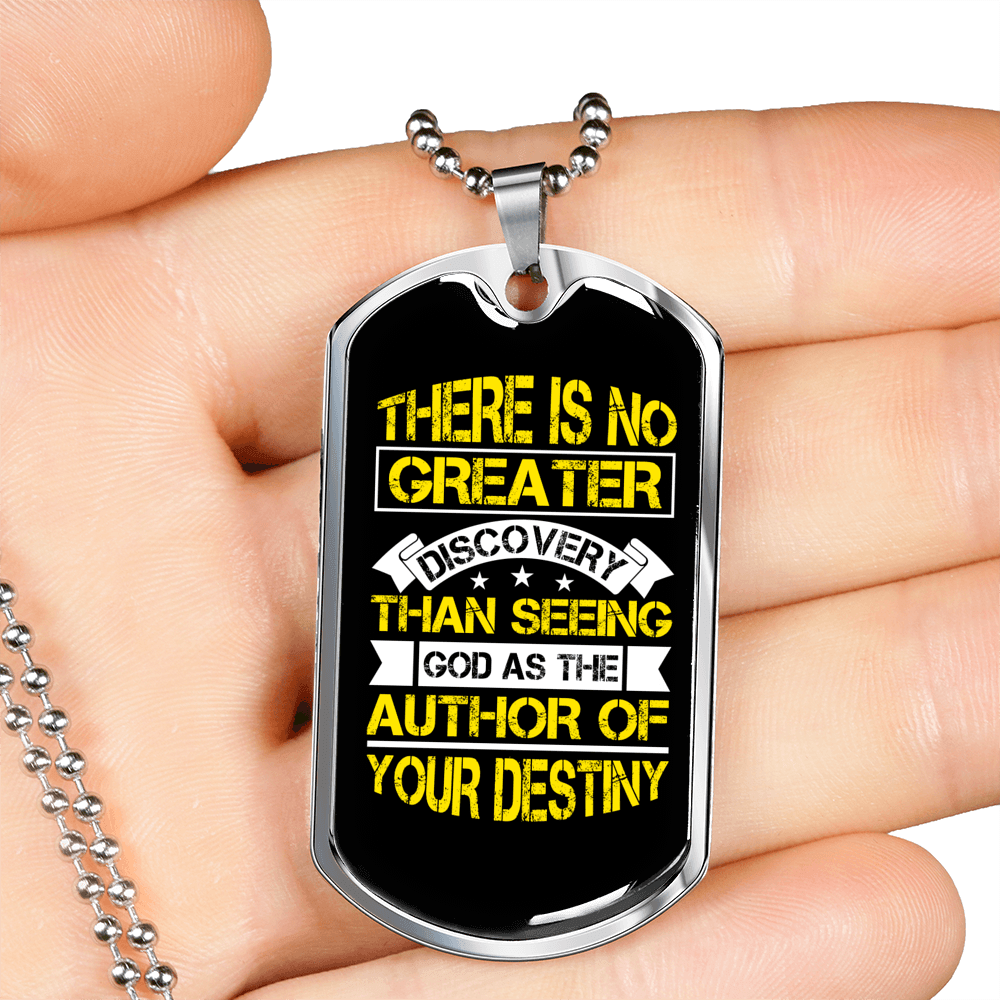 Author Of Your Destiny Necklace Stainless Steel or 18k Gold Dog Tag 24" Chain-Express Your Love Gifts