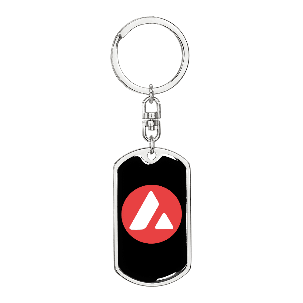 Avalanche (AVAX) Crypto Cryptocurrency Keychain Stainless Steel or 18k Gold Dog Tag Keyring-Express Your Love Gifts