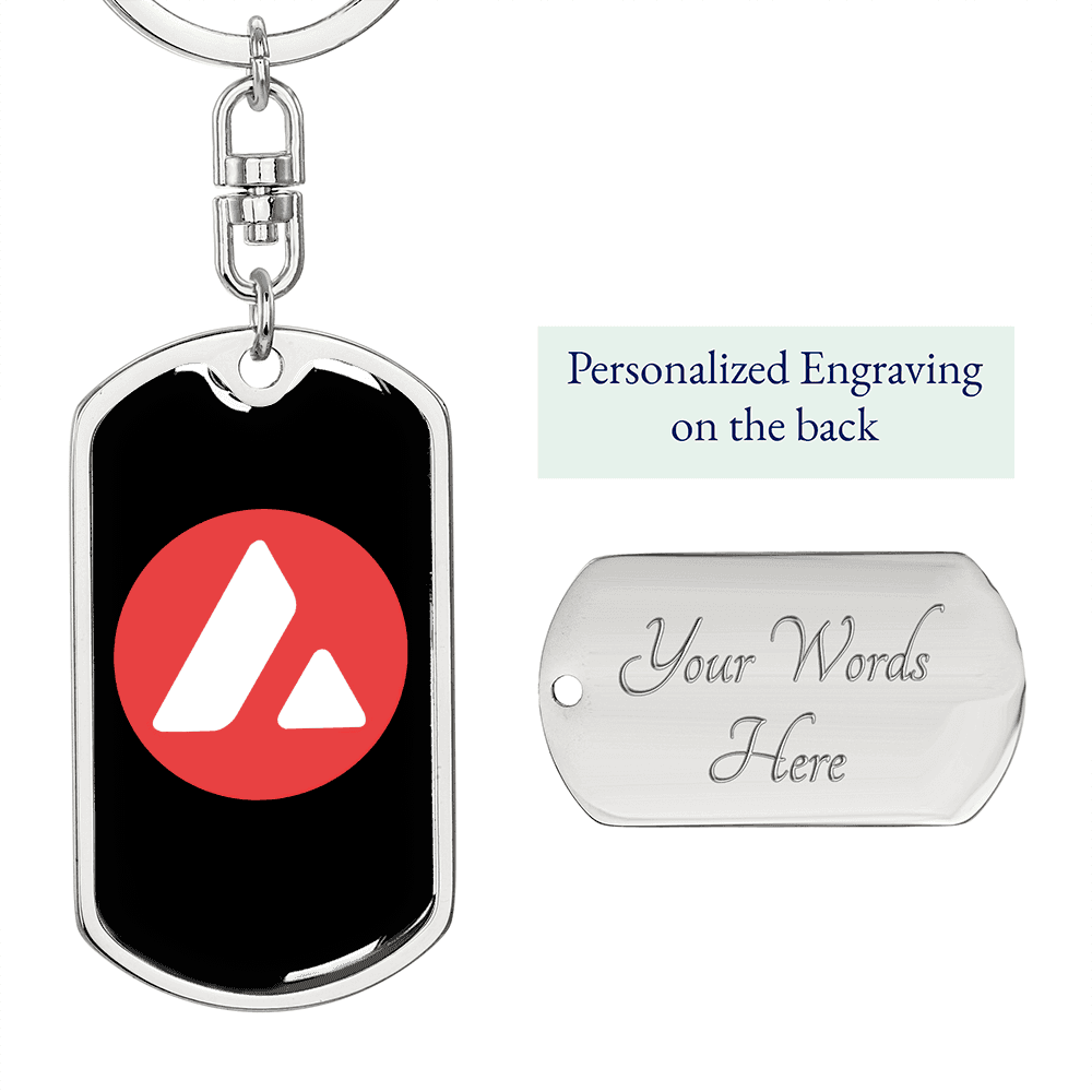 Avalanche (AVAX) Crypto Cryptocurrency Keychain Stainless Steel or 18k Gold Dog Tag Keyring-Express Your Love Gifts