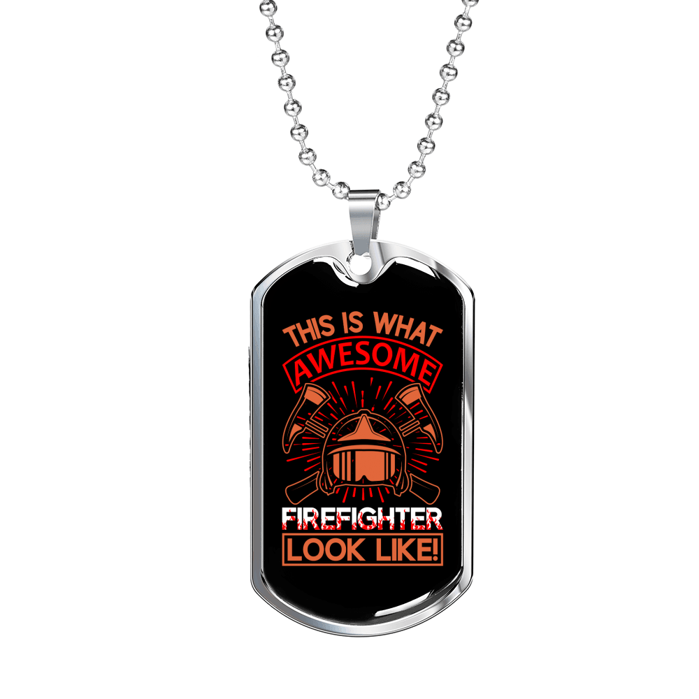 Awesome Firefighter Looks Like Necklace Stainless Steel or 18k Gold Dog Tag 24" Chain-Express Your Love Gifts