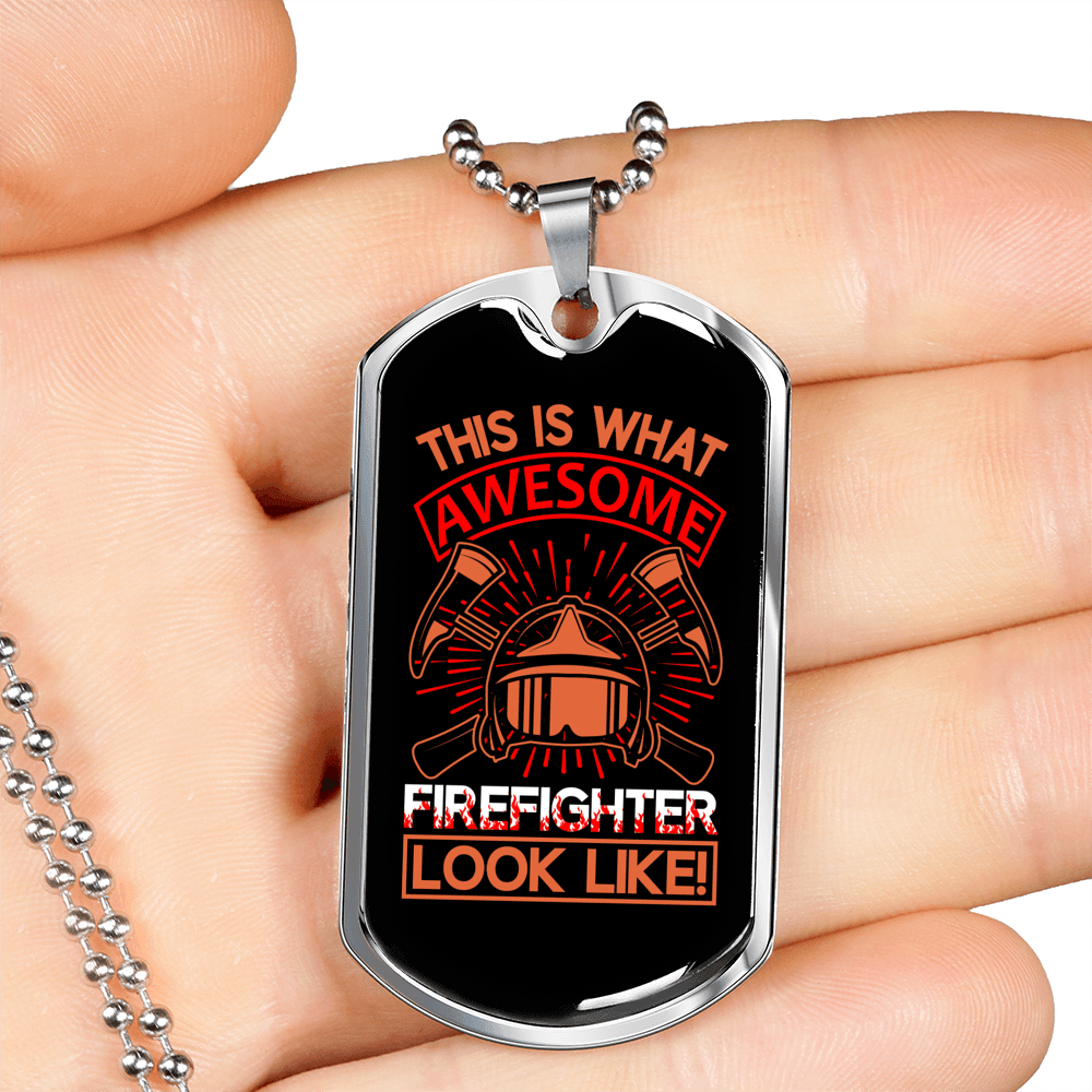 Awesome Firefighter Looks Like Necklace Stainless Steel or 18k Gold Dog Tag 24" Chain-Express Your Love Gifts