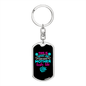 Awesome Mother Look Blue Mom Keychain Stainless Steel or 18k Gold Dog Tag Keyring-Express Your Love Gifts