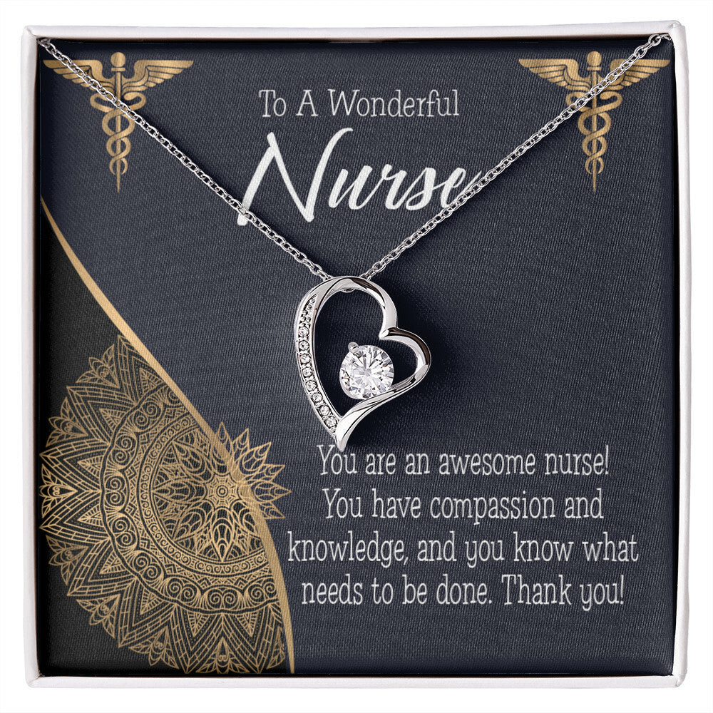 Awesome Nurse Healthcare Medical Worker Nurse Appreciation Gift Forever Necklace w Message Card-Express Your Love Gifts
