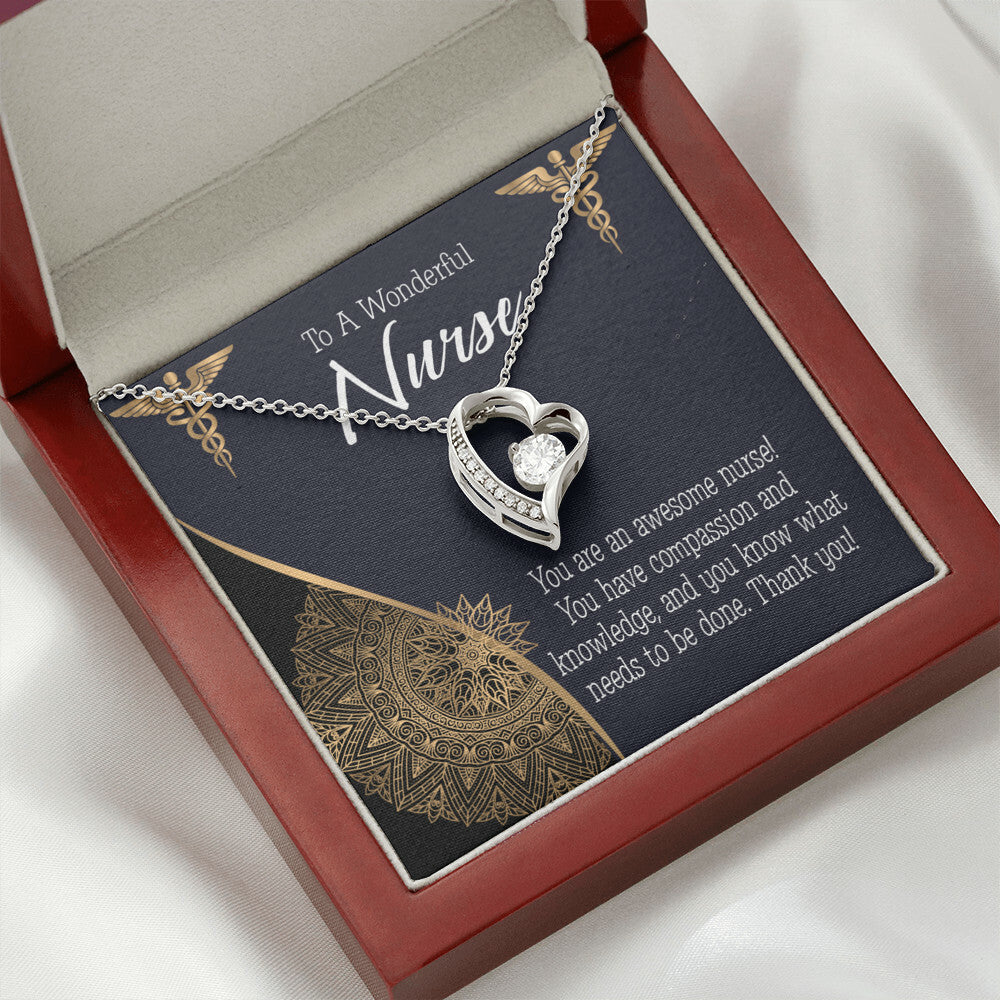 Awesome Nurse Healthcare Medical Worker Nurse Appreciation Gift Forever Necklace w Message Card-Express Your Love Gifts
