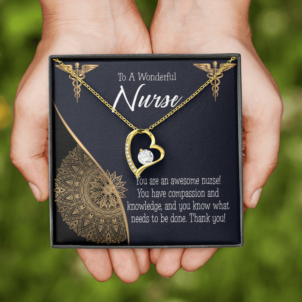 Awesome Nurse Healthcare Medical Worker Nurse Appreciation Gift Forever Necklace w Message Card-Express Your Love Gifts